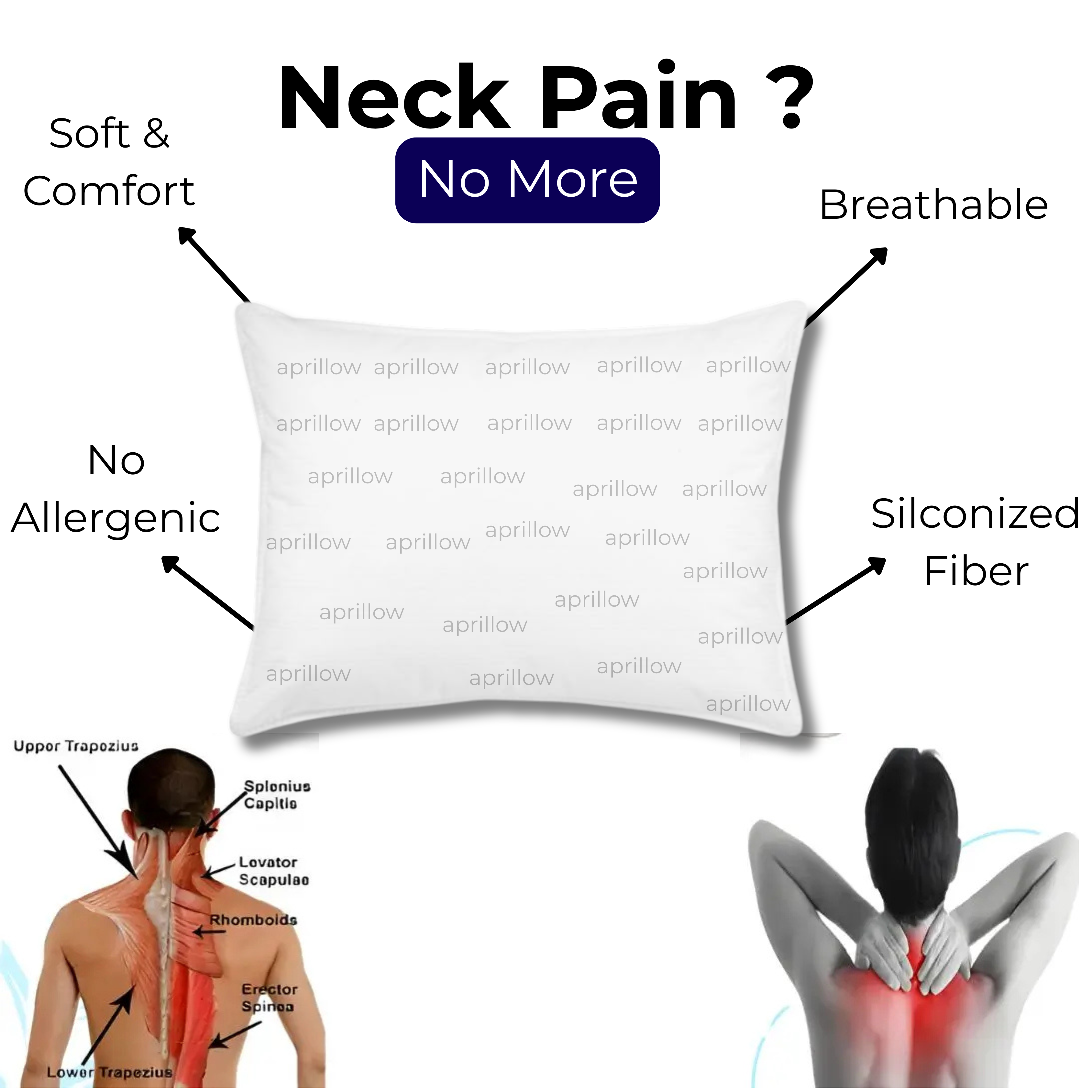 Medicated Pillow for Neck Pain (Silconized Fiber Filling)
